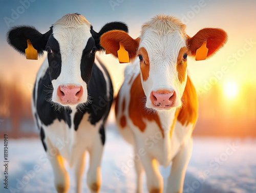 Cows in a snowy field