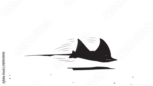 Dynamic silhouette of a stingray gliding gracefully underwater with a clean and modern aesthetic perfect for coastal designs and nature inspired branding projects