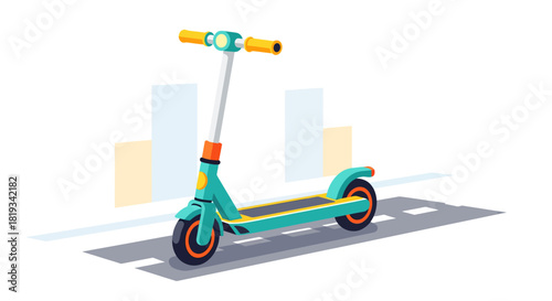 Electric Scooter on City Street Illustration.