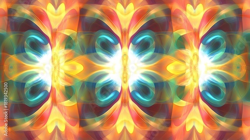 Symmetrical Tapestry of Luminous Energy, a Kaleidoscopic Fusion of Warm and Cool Light