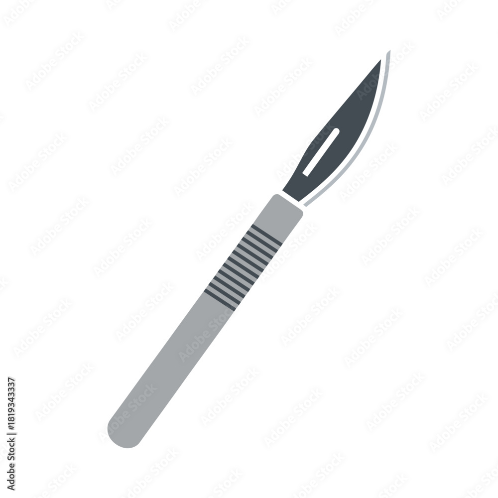 Fototapeta premium Surgical scalpel medical instrument vector flat illustration icon