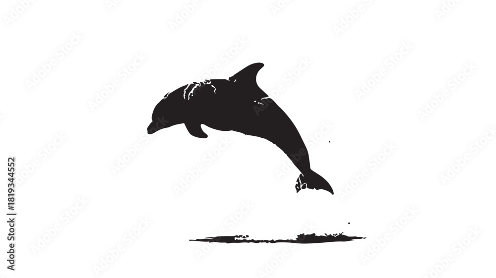Fototapeta premium Graceful dolphin leaping from the ocean waves, a symbol of freedom and marine life beauty for conservation campaigns and ocean themed designs