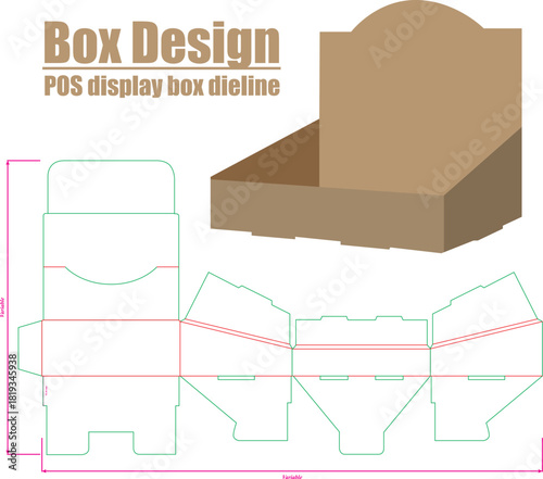 POS Display Box Dieline and Assembled View