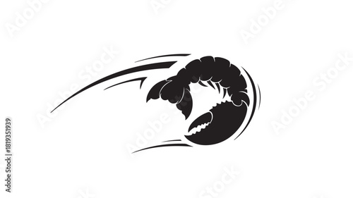Dynamic black and white lobster silhouette for seafood branding and coastal designs, perfect for restaurant logos or nautical themes with a modern and eye catching look