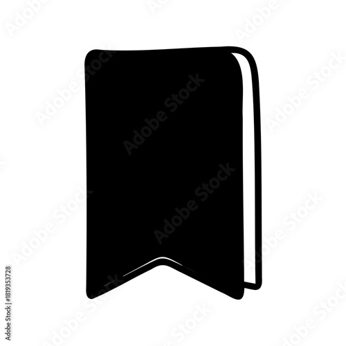Black and White Illustration of a Closed Book with Turned Pages Design