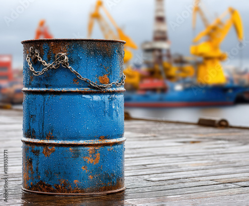 Oil barrel at a drilling site