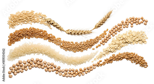 Grains seeds and legumes healthy food background agriculture on transparent background