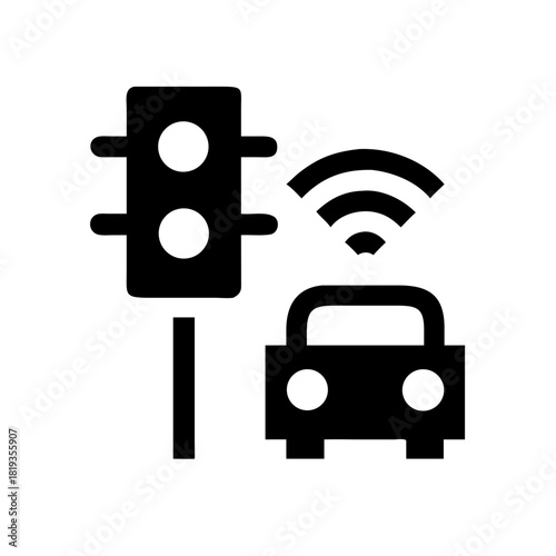Smart-Traffic Text Icon Set – Intelligent, Digital, Urban, Mobility, Transport, Signal, Navigation Systems