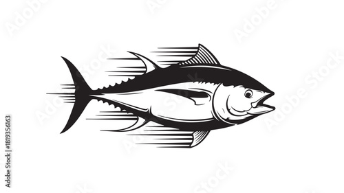 Dynamic tuna illustration ready for your next fishing adventure design or seafood marketing campaign, offering a powerful and clean aesthetic for branding or content creation