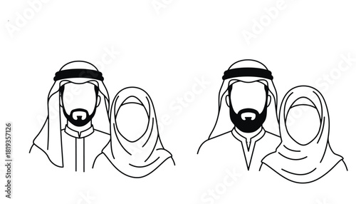 Arab couple vector illustration traditional islamic clothing