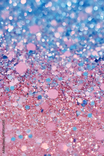 Shimmering blue to pink gradient of tiny glittery particles