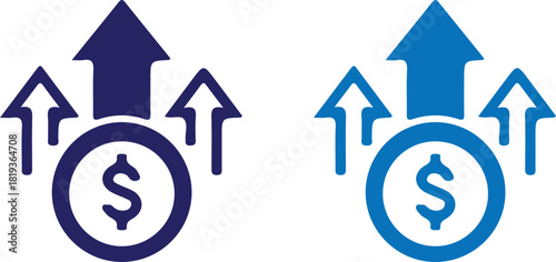 cost increase bule two set icons vector design logo art