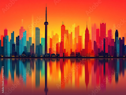 Toronto Canada skyline at dusk