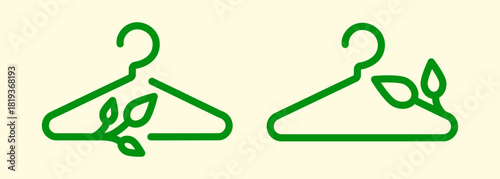 Recycling clothes icons featuring sustainable garment symbols such as hanger, folded clothes and recycled textile marks. Illustration highlights the concept of reuse, clothing care, eco responsible