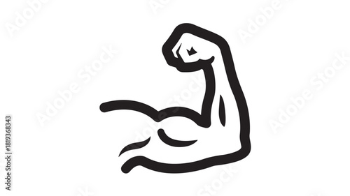 Biceps muscle icon simple doodle vector illustration of arm strength isolated on white background