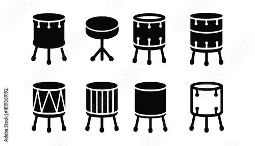 Find vector icons of drum kit musical instruments collection