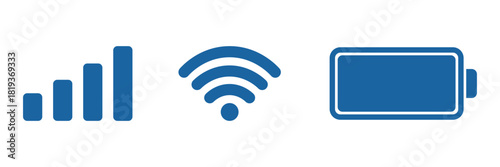 Mobile phone status bar icons wifi, signal, and battery indicators. Status bar icon. Status bar phone icon vector illustration. Set of android status bar icon vector set. Smartphone notification icon.