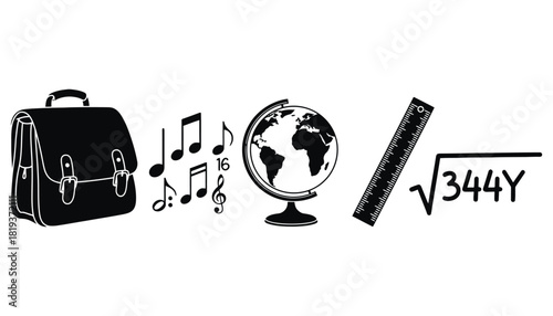 Back to school supplies and education vector graphic elements