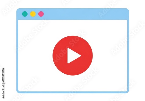 Free Download Illustration of a video player window with a play button isolated on white background concept of online streaming and entertainment - GFXLoad