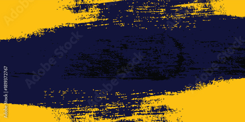 Abstract yellow-blue frame on a dark background. Sporty design in grunge style. Illustration for sports, athletics.