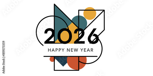 Happy New Year 2026 Abstract Geometric Design - Modern and Artistic Vector