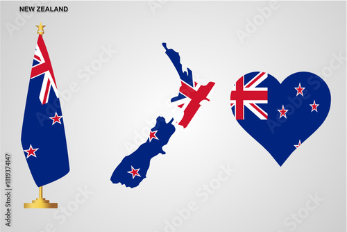 Flag of New Zealand, the national flag of New Zealand. Vector illustration