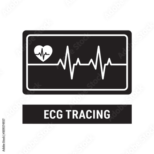 Electrocardiogram ecg tracing with heart symbol depicting medical health monitoring and cardiology
