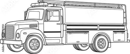 Fire, Truck, Pumper, Engine, Water, Rescue, Emergency, Service, Outline, Vehicle, Line-Art, ClassicFire, Truck, Pumper, Engine, Water, Rescue, Emergency, Service, Outline, Vehicle, Line-Art, Classic