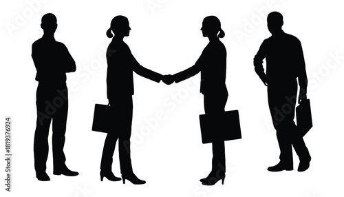 Business deal silhouette handshake agreement partnership success