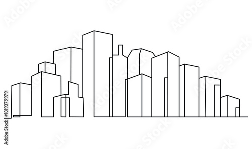 Modern city skyline isolated on, a minimalist and contemporary design featuring clean lines and geometric shapes, creating a sleek and urban aesthetic for various applications