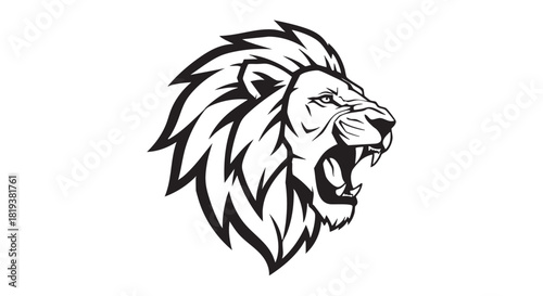 Lion Mane Vector Graphic in Black and White Bold Design Style