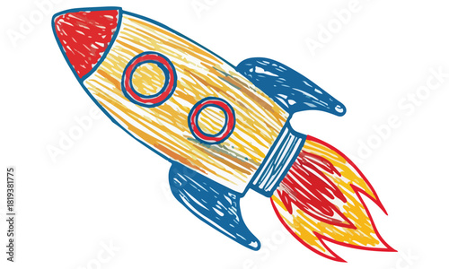Fun rocket doodle clipart set featuring cute hand-drawn spaceships, stars, and fire details in colorful and black-and-white styles — ideal for kids’ crafts, coloring pages, and space-themed projects.