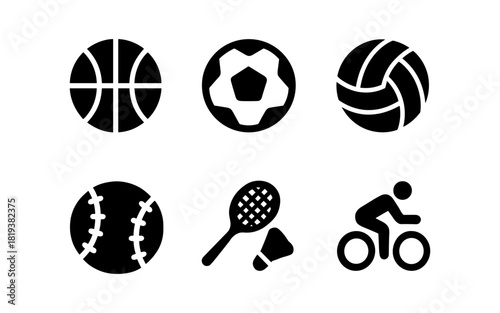 Minimalist sports ball icons collection for active lifestyle design