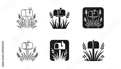 Mailbox vector icons collection post box graphic design set