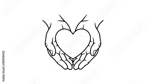 Hands holding heart illustration love care support graphic
