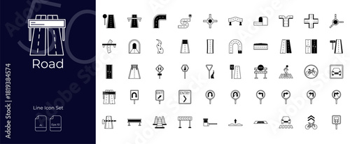 Road Duotone Editable Icons set