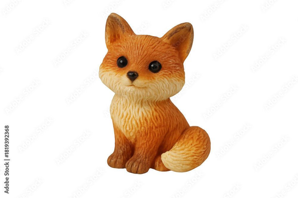Naklejka premium Cute baby fox figurine sitting on transparent background