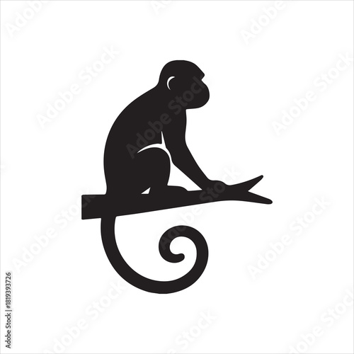  Silhouette koala bear clinging to bamboo stalk Vector Illustration