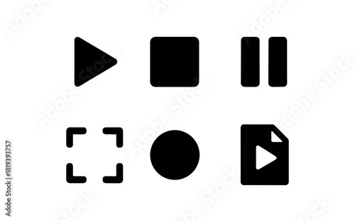 Minimalist media control icons for ui design and applications