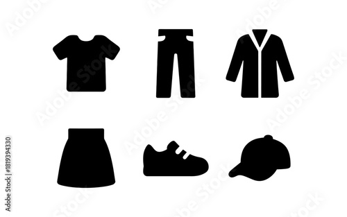 Silhouette icons of casual clothing and accessories for modern fashion design