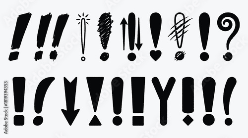 Exclamation points and question mark collection in a variety of styles