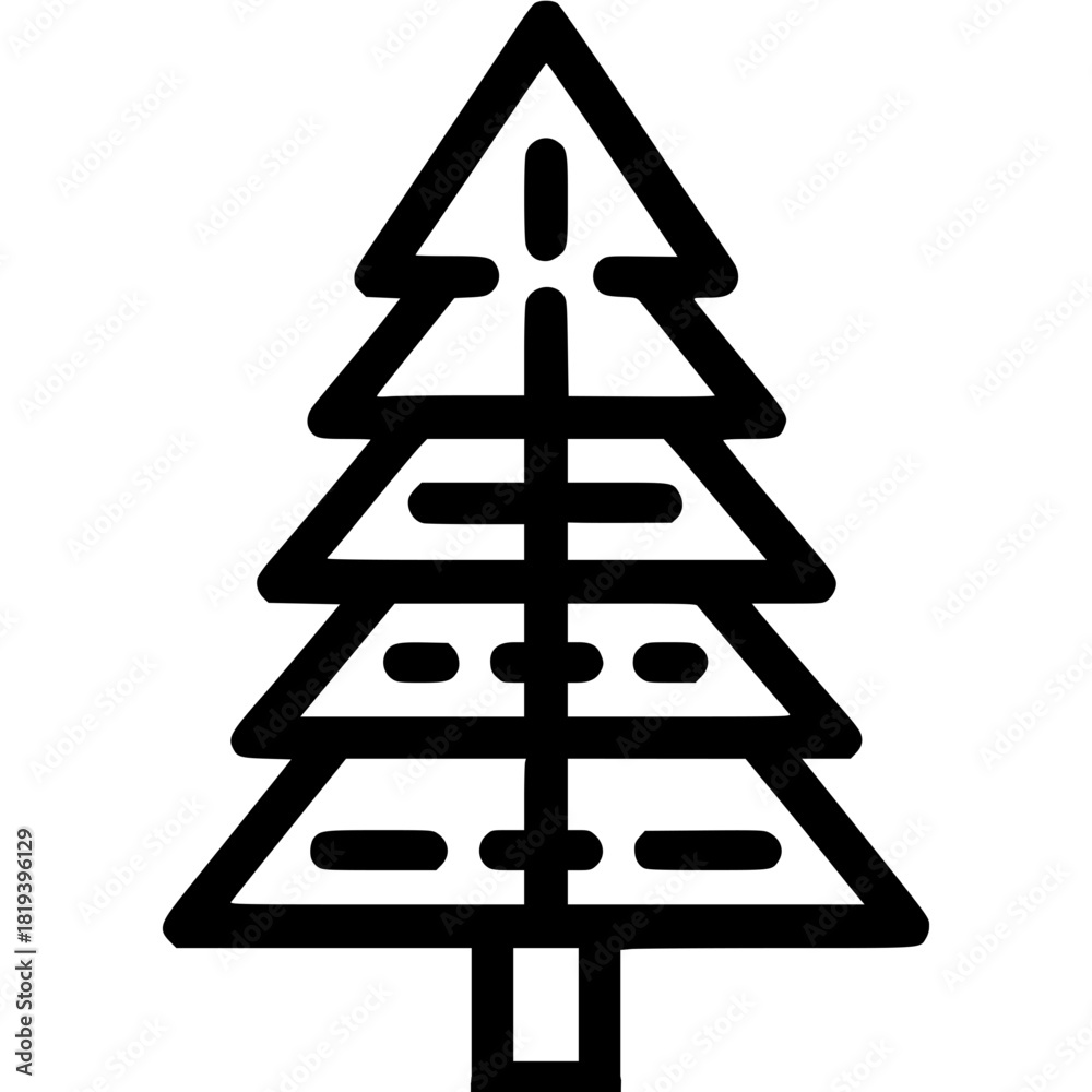 Fototapeta premium Simple Christmas Tree Outline Minimal Vector Illustration