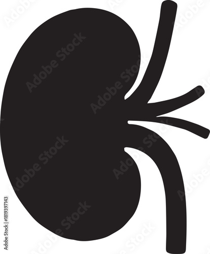 Minimalist Black Kidney Vector for Health and Wellness