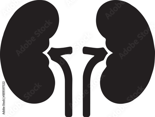 Minimalist Black Kidney Vector for Health and Wellness