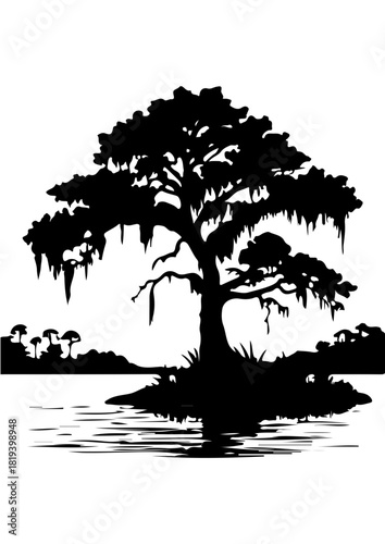Mossy Swamp/Cypress Tree Island Silhouette
