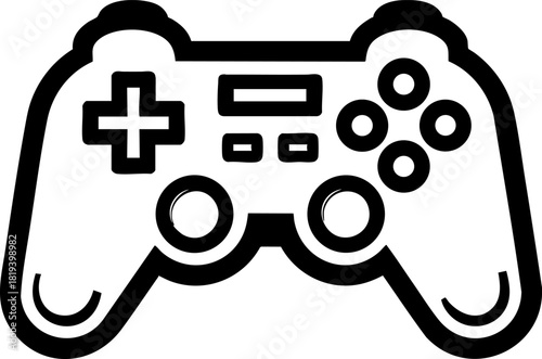 Flat black vector icon of a game controller on a white background for gaming design purposes