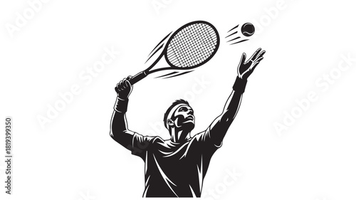 Tennis player serving the ball dynamic vector illustration of an athlete in action isolated on white background