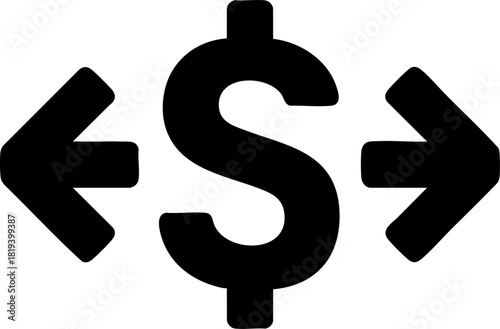 Vector icon showing money transfer arrows symbol on a white background for financial concepts