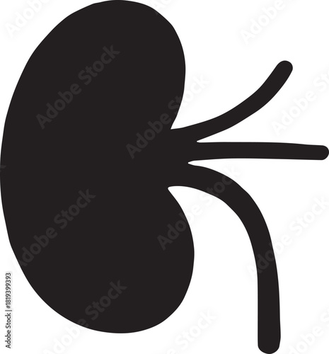 Minimalist Black Kidney Vector for Health and Wellness