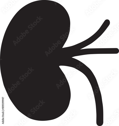 Minimalist Black Kidney Vector for Health and Wellness